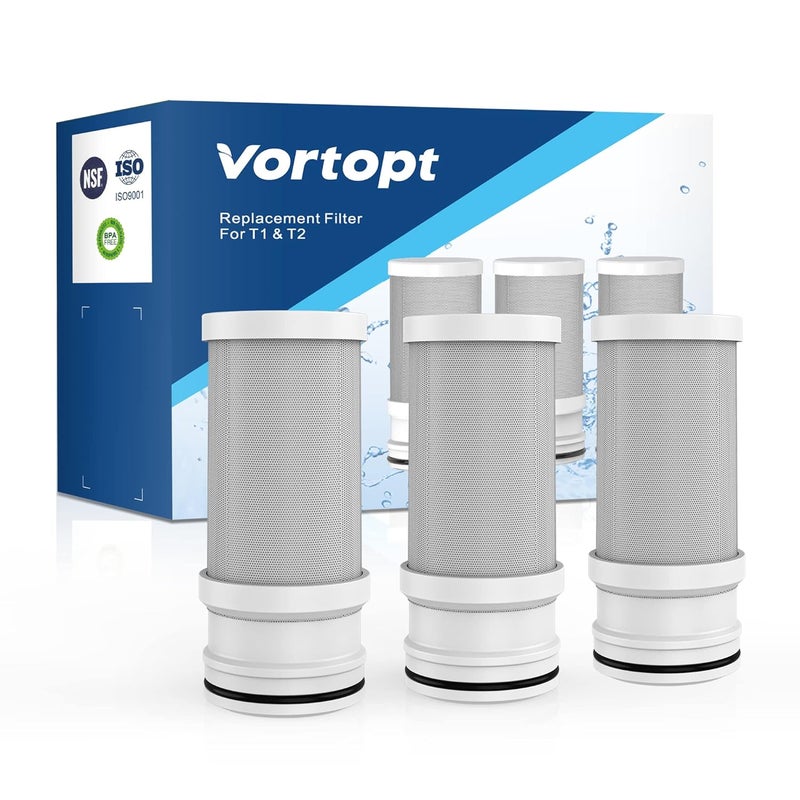 Vortopt NSF Certified Replacement for T1-ACF/T2-ACF/T6-CTO Faucet Water, 3-6 Months Lifetime, Reduces Chlorine, Taste and Odor T1/T2 T6-CTO Filter（Pack of 3） - Image 1